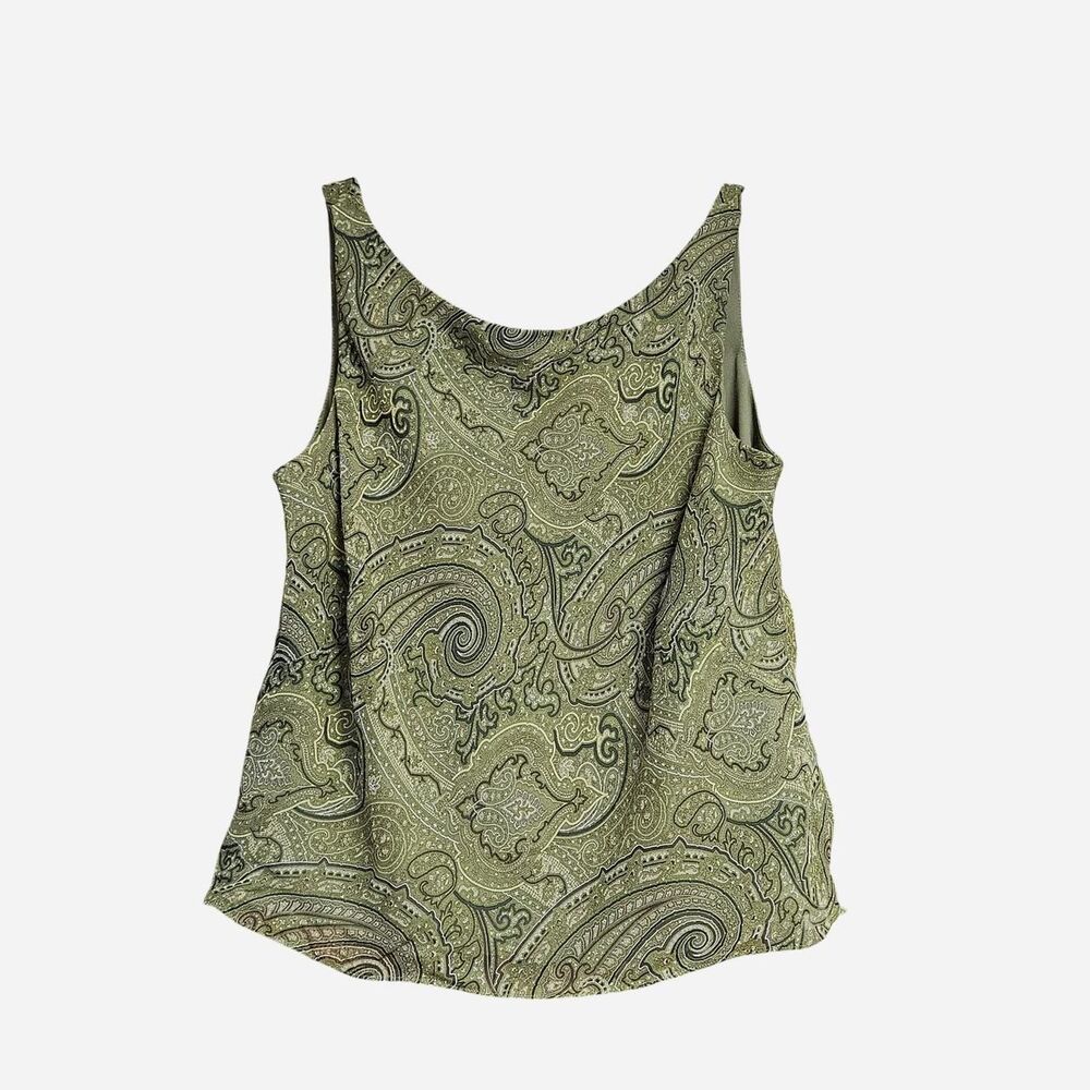 90s y2k whimsical fairy green paisley silk top deadstock